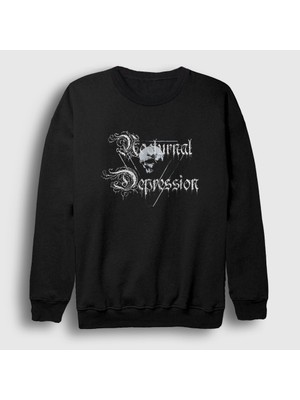Presmono Unisex Siyah Skull Nocturnal Depression Sweatshirt