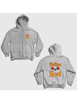 Presmono Unisex Gri Latino Heat V2 Wwe Eddie Guerrerox Sırt Baskılı Fermuarlı Kapüşonlu Sweatshirt