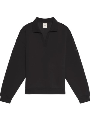 Calvin Klein Kadın Siyah Calvin Klein Ls Scuba Oversızed Polo Top Kadın Siyah Polo Sweatshirt