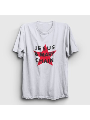 Presmono Unisex Beyaz Logo The Jesus And Mary Chain T-Shirt