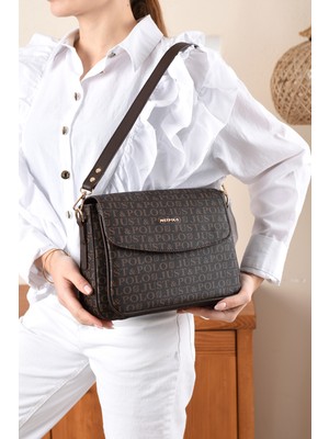 Just Polo Monogram Baskılı Kadın El ve Omuz Çantası