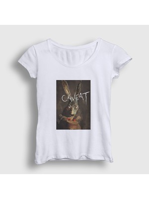 Presmono Kadın Beyaz Korku Filmi Caveat T-Shirt