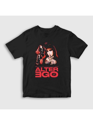 Presmono Unisex Çocuk Siyah Lisa Alter Ego Blackpink T-Shirt