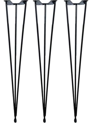 Beta Aksesuar Metal Tel Ayak Firkete Kütük Sehpa Ayağı 50 cm ( 3'lü ) Siyah