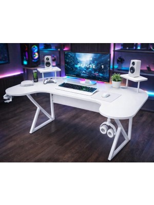 Özel Joystick Tasarım Oyuncu Masası 160  cm  Bardaklık ve Kulaklık Tutucu Hediye
