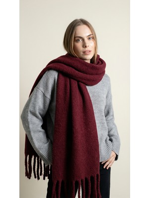 Ithal Puffy Oversize Kadın Atkı Şal - Bordo