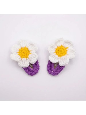 Rug Muse El Örgüsü Kız Çocuk Çıtçıt Toka Seti - Violet Daisy - Papatyalı - Mor (2'li Paket)