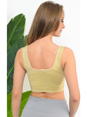 Sauna Suit Kadın Modal Crop Top Büstiyer Toparlayıcı Kalın Askılı Seamless Dikişsiz Örme Bustiyer