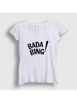 Presmono Kadın Beyaz Bada Bing V2 Sopranos T-Shirt