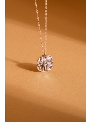 Takıdepo Antik Roma Figürlü Minimal Gümüş Kolye Rose Rengi