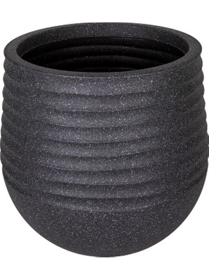 Herdekora Oval Iç ve Dış Mekan Saksı Siyah Orta Boy 40X40X37 Cm.