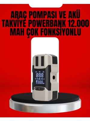 Astraltech Dijital Ekranlı Araç Pompası Akü Takviye Powerbank 12.000 Mah