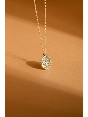 Takıdepo Antik Roma Figürlü Minimal Gümüş Kolye Altın Rengi