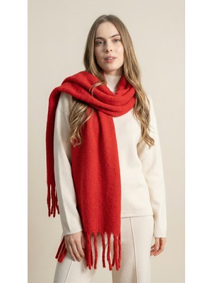 Ithal Puffy Oversize Kadın Atkı Şal - Kırmızı
