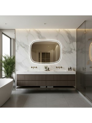 Aypars Atölye Organik Formlu LED Işıklı Duvar Aynası – Şık Modern Tasarım