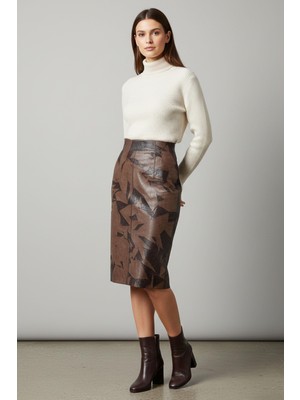 Deriderim Kahverengi Patchwork Hakiki Deri Kalem Etek