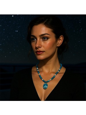 Asteria Elite Mavi Akik Kolye
