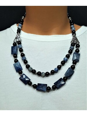 Asteria Elite Oniks Sodalit Nazardan Korunma ve Kararlılık Kolye Bileklik Seti