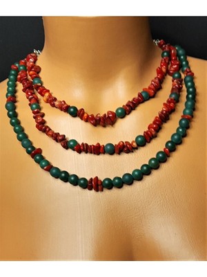 Asteria Elite Mercan Ceyt Üç Sıralı Kolye