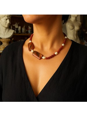 Asteria Elite Elit Yaz Serisi Akik Inci Kolye