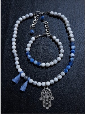 Asteria Elite Havlit Akik Huzur ve Iletişim Kolye Bileklik Seti