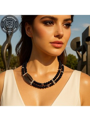 Asteria Elite Oniks Sedef Nazardan Koruma ve Zihin Açıklığı Için 2 Sıralı Kolye