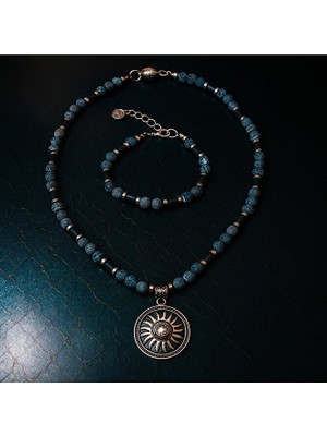 Asteria Elite Akik Hematit Nazardan Koruma , Güç ve Kararlılık Kolye Bileklik Seti