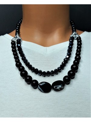 Asteria Elite Oniks , Siyah Akik ve Siyah Kristal Güç, Cesaret ve Nazardan Korunma Kolyesi