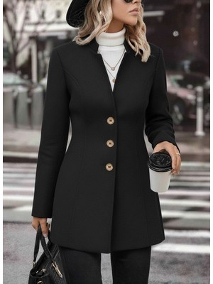 1Tarz Tasarım Yaka Siyah Kaşe Kaban