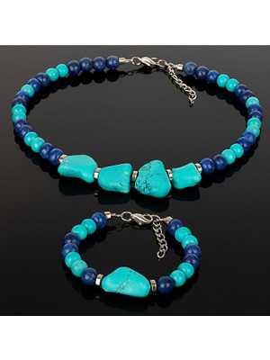 Asteria Elite Lapis Turkuaz Nazardan Koruma , Bilgelik ve Nazardan Koruma Kolye Bileklik Seti
