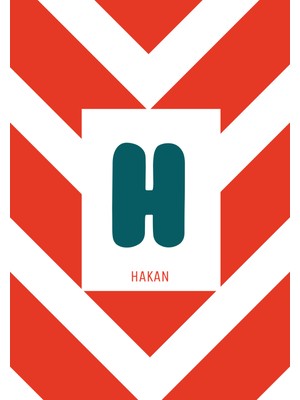 Fuart.Co Isme Özel Çocuk Posteri Kırmızı Aşağı Oklar ve Harf Detaylı (Çerçevesiz) Kdfu