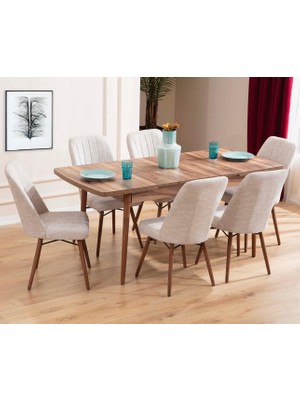 Eymense Lidyana 6 Sandalyeli Mutfak Masa Takımı Krem