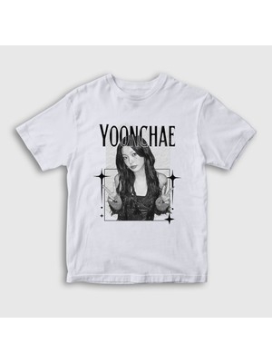 Presmono Unisex Çocuk Beyaz Yoonchae V2 K Pop Katseye T-Shirt