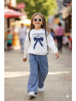 Miviko Kız Çocuk Takımı Alt Üst  Set Kotlu Mevsimlık  Gezmelik .pamuk Kumaş .yuzde Yuz Nakış  Desenli