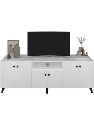 Dienni Simple Tv Ünitesi 3 Raflı 6 Kapaklı 180X44X64 Beyaz