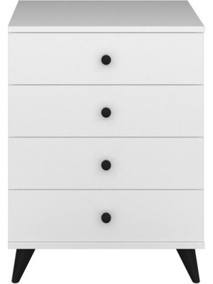 Dienni Simple Şifonyer 4 Çekmeceli 60X44X80 Beyaz