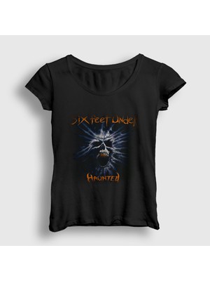 Presmono Kadın Siyah Haunted Six Feet Under T-Shirt