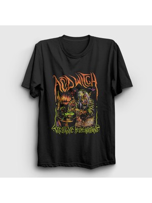 Presmono Unisex Siyah Witchtanic Hellucinations Acid Witch T-Shirt
