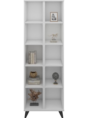 Dienni Simple Kitaplık 8 Raflı 60X30X176 Beyaz