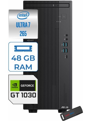 Asus Expertcenter B900MF Intel® Core™ Ultra 7 265 5.3ghz Aı 48GB Ddr5 512GB SSD 4GB/GT1030  Freedos Mini Tower Masaüstü Bilgisayar B900MF007265001021F17+ZETTAUSBBELLEK