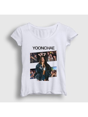 Presmono Kadın Beyaz Yoonchae V3 K Pop Katseye T-Shirt