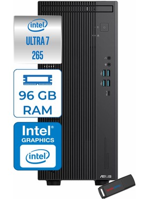 Asus Expertcenter B900MF Intel® Core™ Ultra 7 265 5.3ghz Aı 96GB Ddr5 512GB SSD Intel® Intel® Graphics WIN11HOME Mini Tower Masaüstü Bilgisayar B900MF0072650010H32+ZETTAUSBBELLEK
