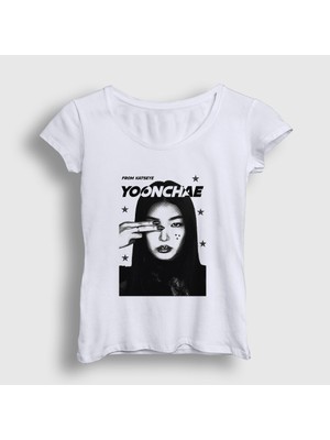 Presmono Kadın Beyaz Yoonchae K Pop Katseye T-Shirt
