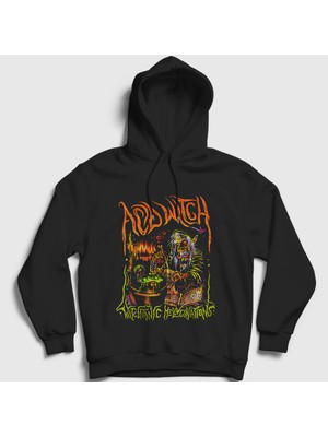 Presmono Unisex Siyah Witchtanic Hellucinations Acid Witch Kapüşonlu Sweatshirt