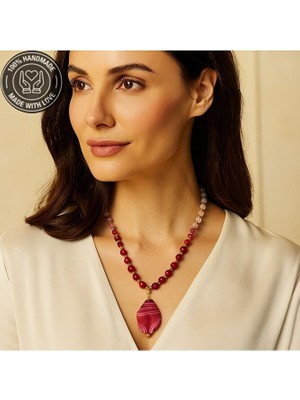 Asteria Elite Pembe Akik Ceyt Sevgi Uyum ve Şifa Kolyesi