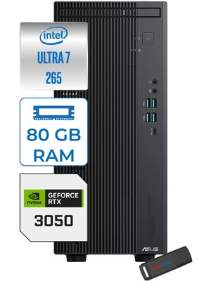 Asus Expertcenter B900MF Intel® Core™ Ultra 7 265 5.3ghz Aı 80GB Ddr5 256GB SSD 6GB/RTX3050 Freedos Mini Tower Masaüstü Bilgisayar B900MF007265001023F26+ZETTAUSBBELLEK