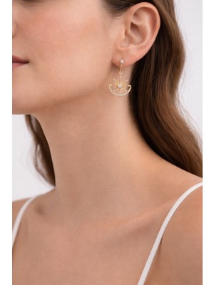 Xuping Jewelry Stil Incisi/xupıng Jewelry Yıldız Sallantılı Zirkon Taşlı Küpe