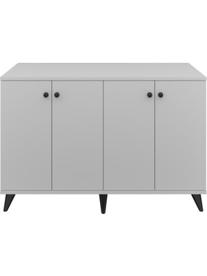 Dienni Simple Konsol 4 Raflı 4 Kapaklı 120X44X80 Beyaz