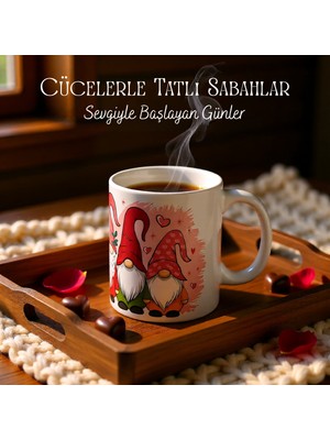 Tişört Kodu Sevimli Aşk Cüceleri Porselen Kupa – Kalp Temalı Tasarım