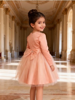 Lunas Tekstil Saten Tüllü Kumaşlı Kabarık Sade Elbise